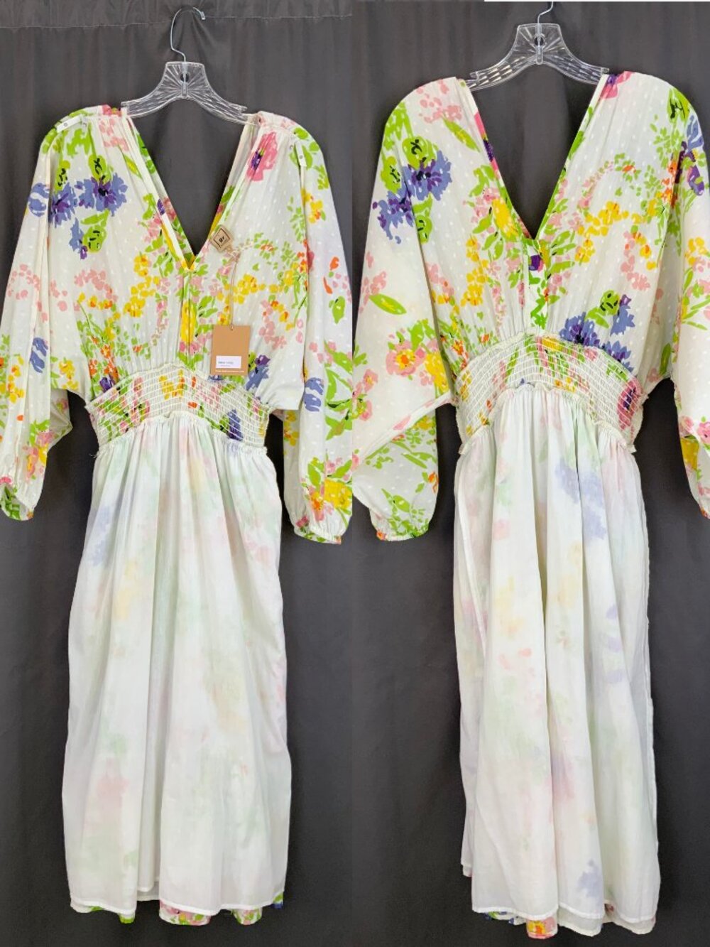 NWT Rose & Rose Dobby Floral Bohemian Cotton Maxi Dress Sz L - Picture 14 of 16